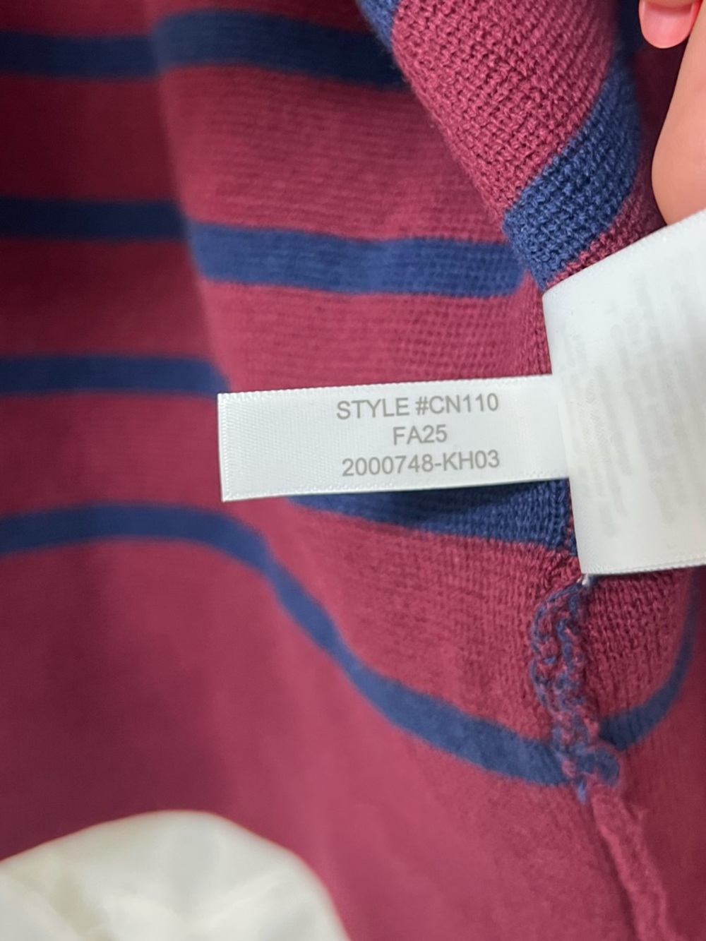 J.Crew Striped Cotton Sweater Cardigan Red Blue Collared Button Front Medium NWT - Picture 7 of 13